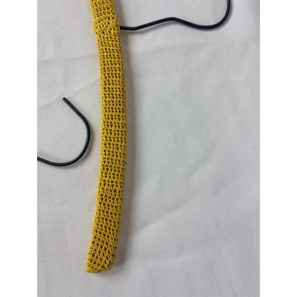 Vintage Mustard Yellow Crochet Covered Clothes Hangers Set of 2‎ Retro Handmade
